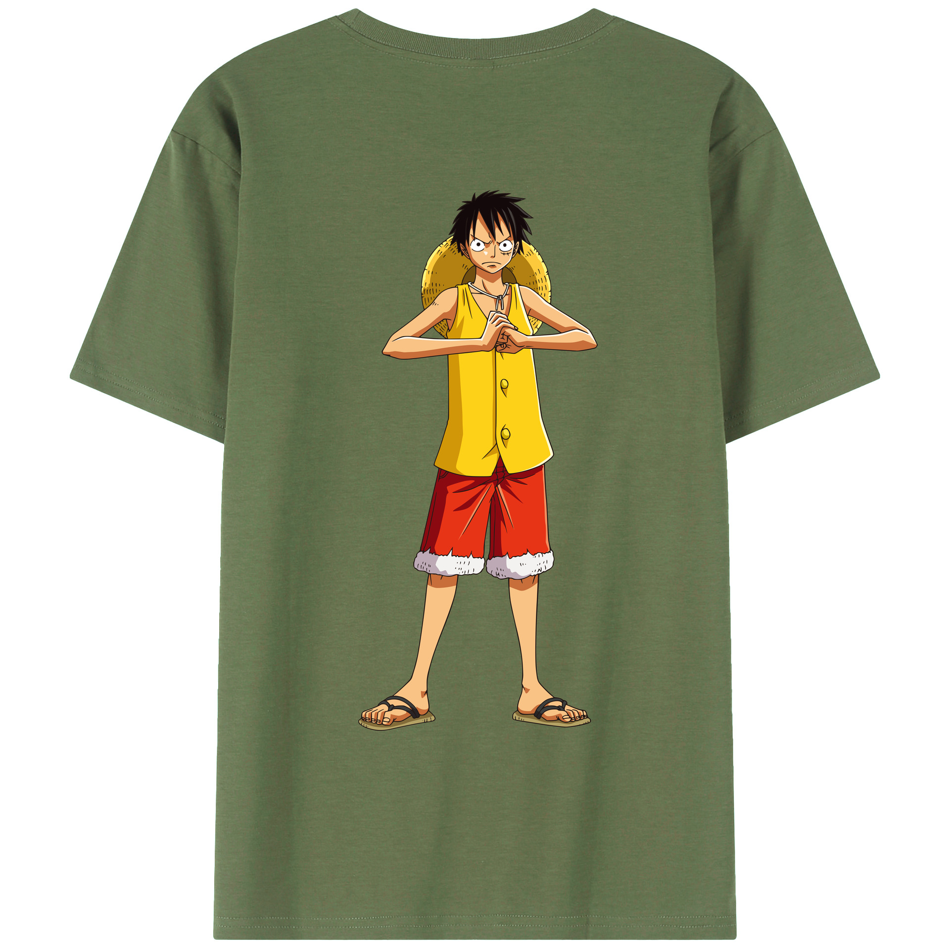 ワンピース モンキー・D・ルフィ ONE PIECE Monkey D. Luffy 綿100％ メンズ半袖Tシャツ（バックプリント） 通気性